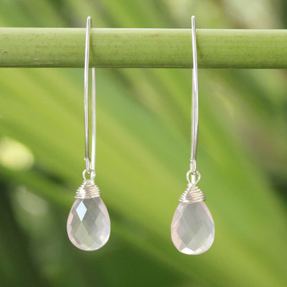 Sublime Blush Silver & Faceted Rose Quartz Earrings