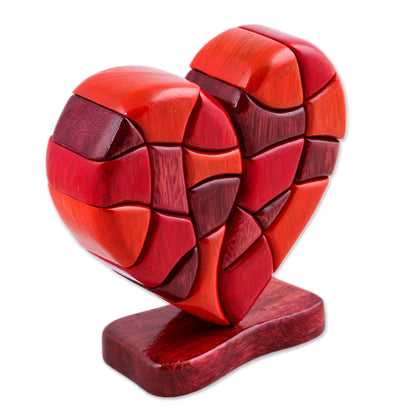 Heart of Love Wood Heart Sculpture Statuette Hand Carved in Peru