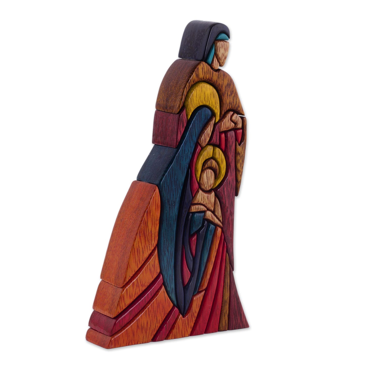 Sacred Family Religious Wood Sculpture