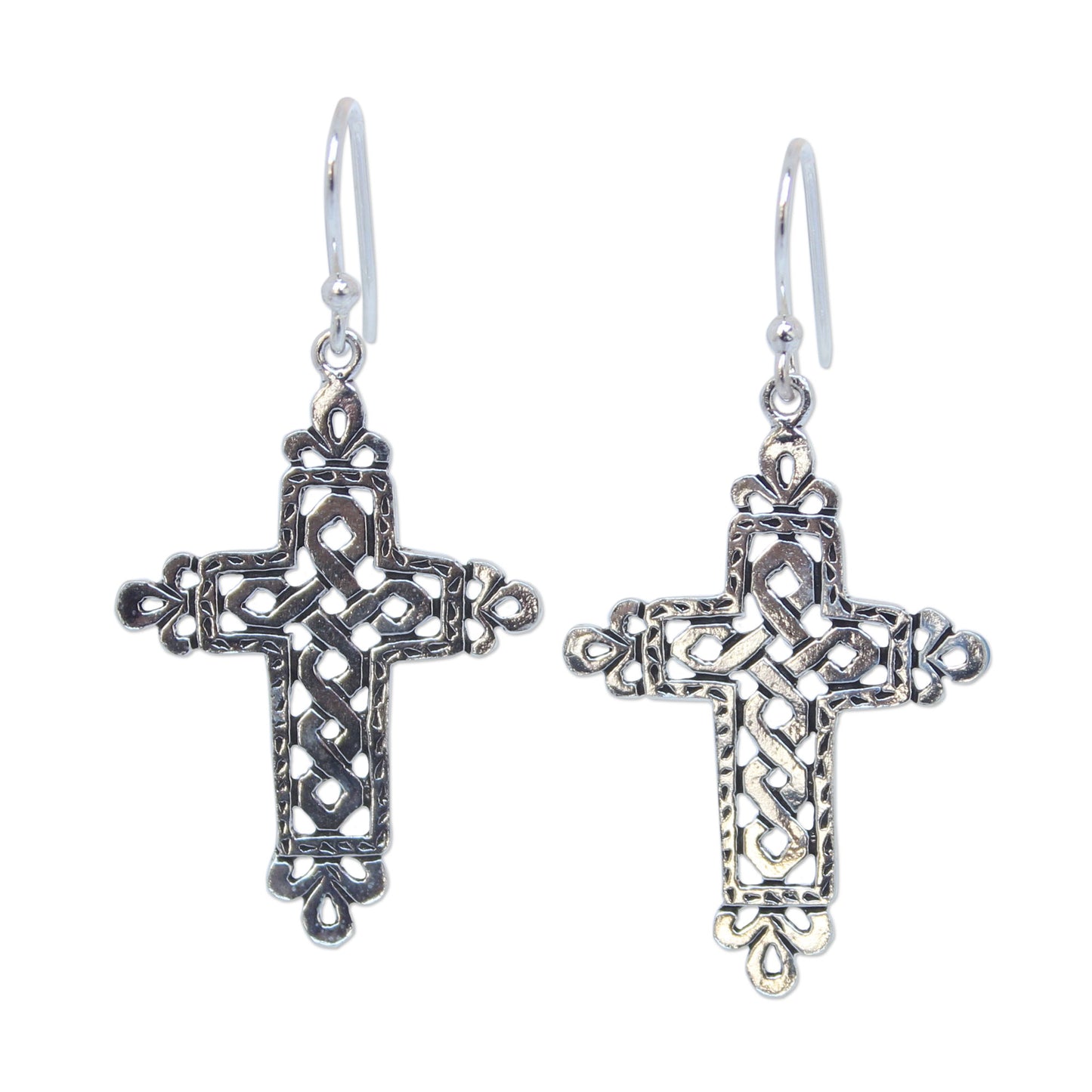 Cross of Legends Sterling Silver Religious Earrings