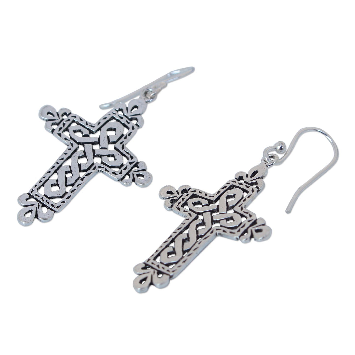 Cross of Legends Sterling Silver Religious Earrings