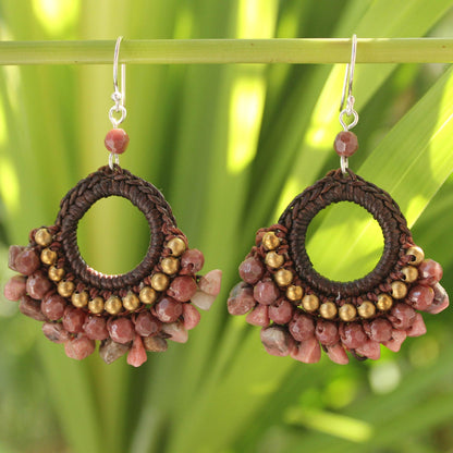 Rose Lanna Rhodonite & Brass Beaded Chandelier Earrings