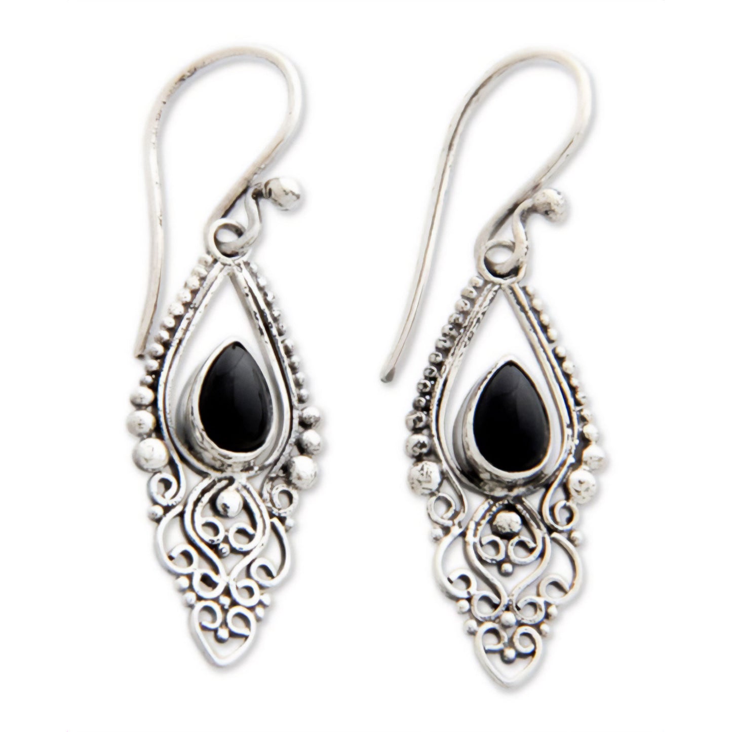 Black Fern Sterling Silver Earrings