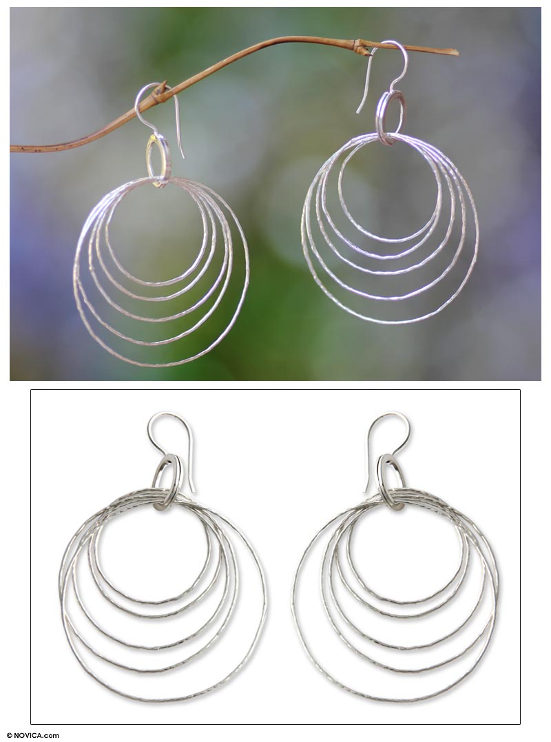 Five Orbits Sterling Silver Dangle Earrings