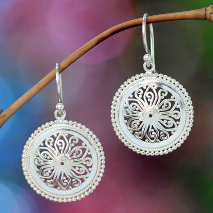 Paradise Bloom Floral Sterling Silver Dangle Earrings