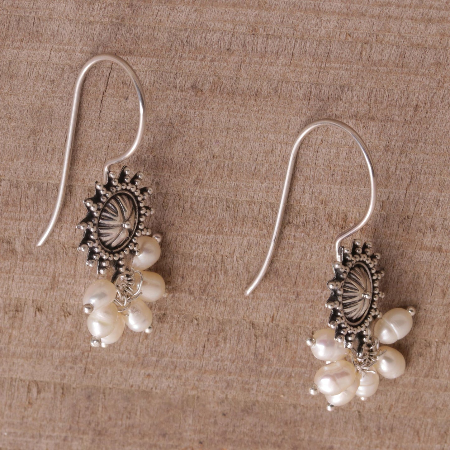 Femme Fatale Artisan Crafted Sterling Silver and Pearl Earrings