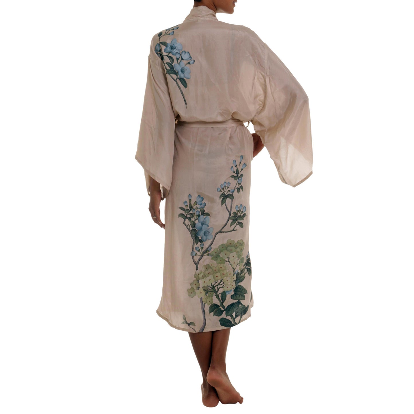 Azure Blossoms Silk Robe