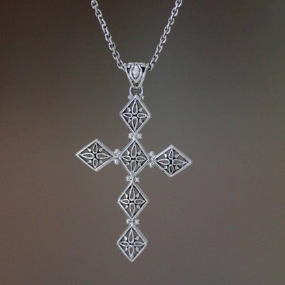 Spirituality Unique Sterling Silver Cross Necklace