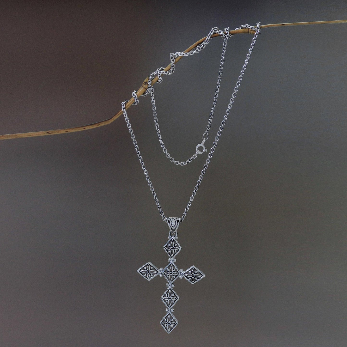 Spirituality Unique Sterling Silver Cross Necklace