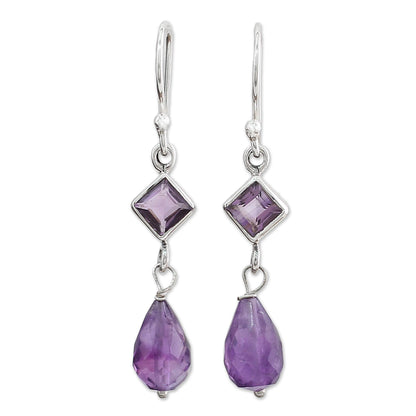 Precious Purple Sterling Silver and Amethyst Dangle Earrings