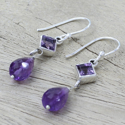 Precious Purple Sterling Silver and Amethyst Dangle Earrings