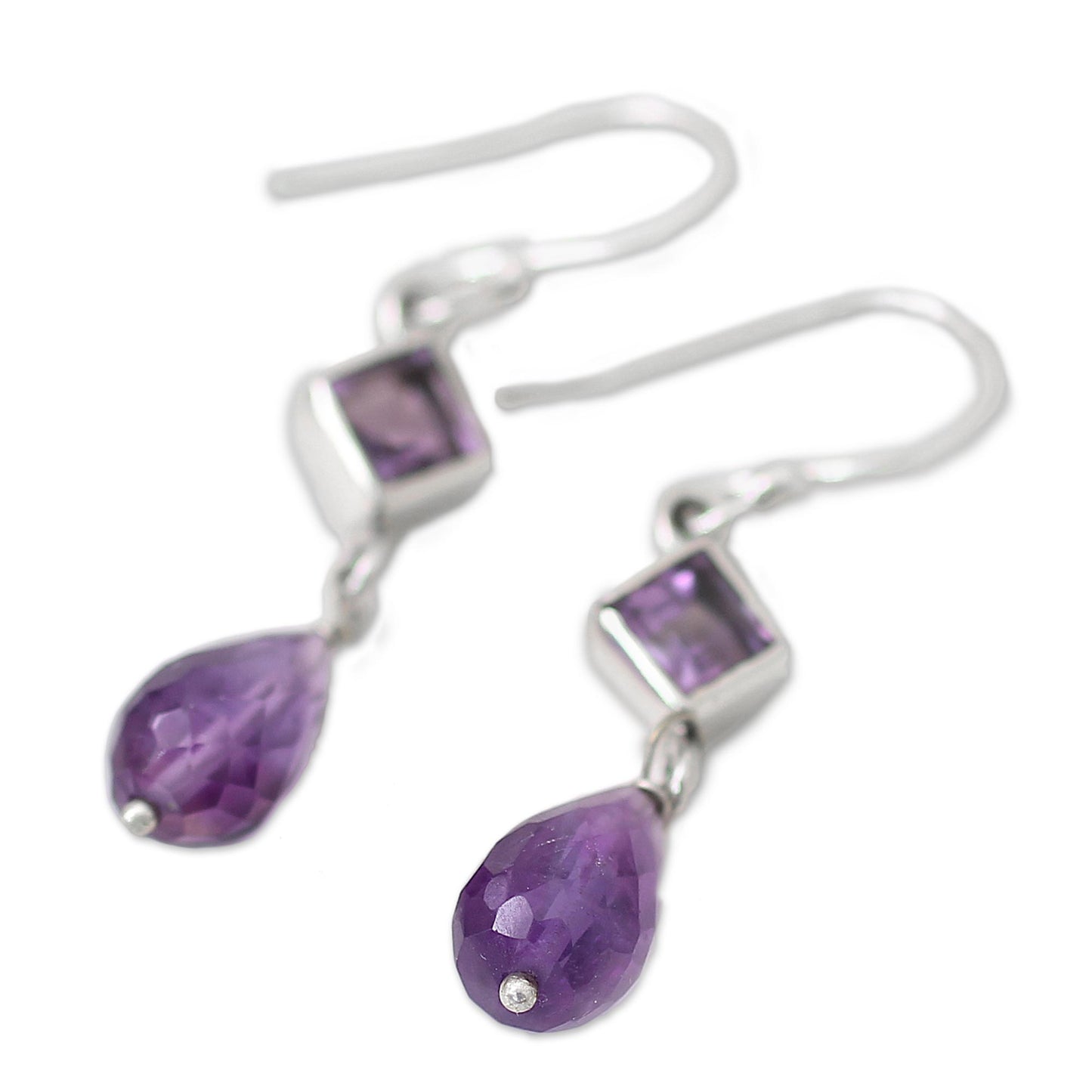 Precious Purple Sterling Silver and Amethyst Dangle Earrings