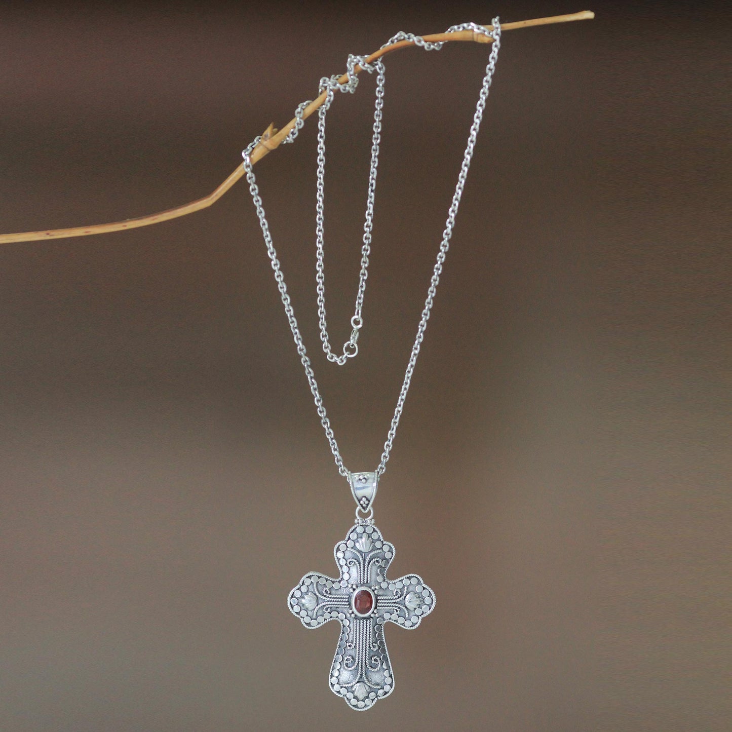 Redemption Garnet cross necklace