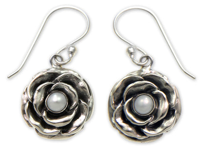 Glamorous June Rose Pearl Sterling Silver Earrings