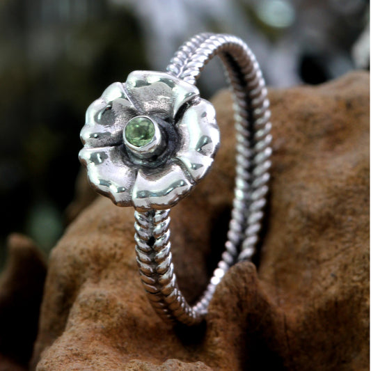 August Poppy Handcrafted Peridot and Silver Ring