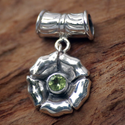 August Poppy Peridot Handmade Flower Pendant