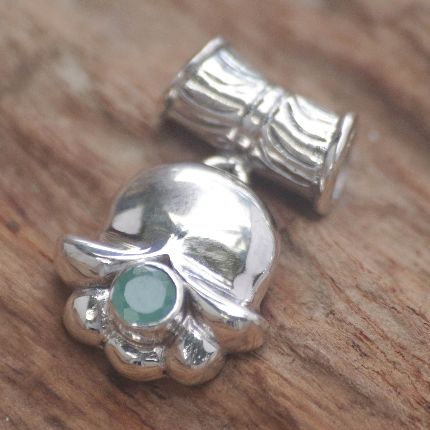 May's Lily of the Valley Silver & Emerald Pendant