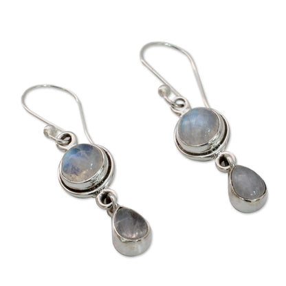 Shimmer Moonstone Sterling Silver Dangle Earrings