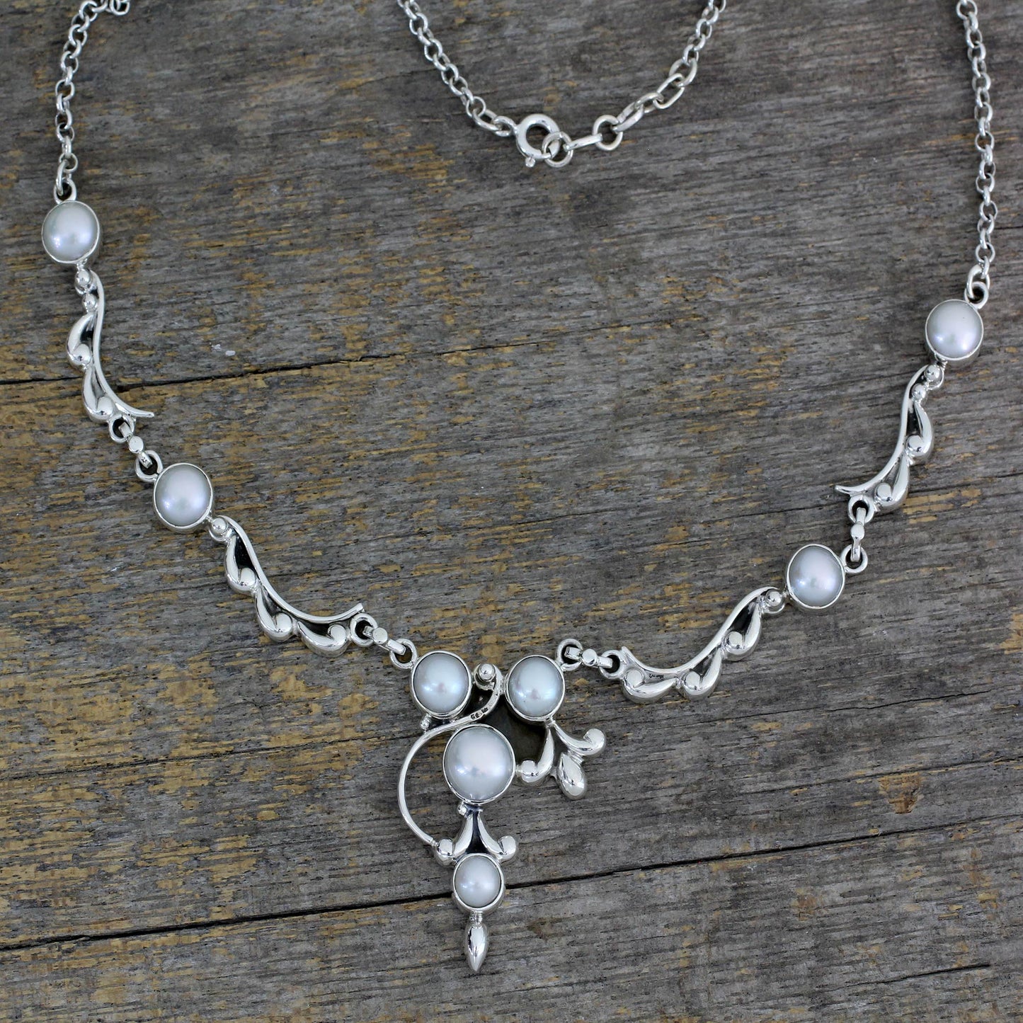 Cloud Song Pearl and Sterling Silver Necklace Bridal Jewelry