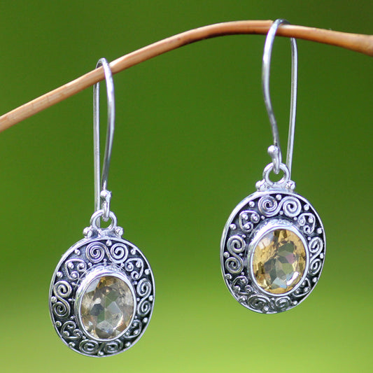 Lush Suns Artisan Crafted Citrine and Sterling Silver Dangle Earrings