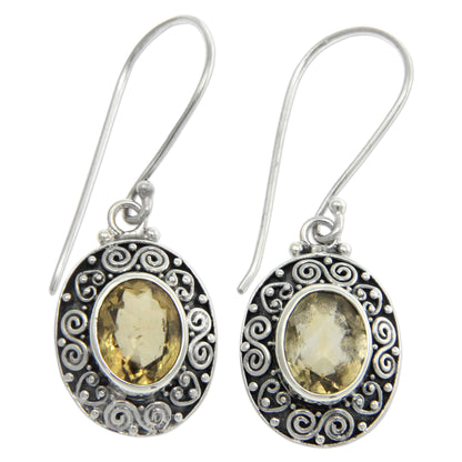 Lush Suns Artisan Crafted Citrine and Sterling Silver Dangle Earrings