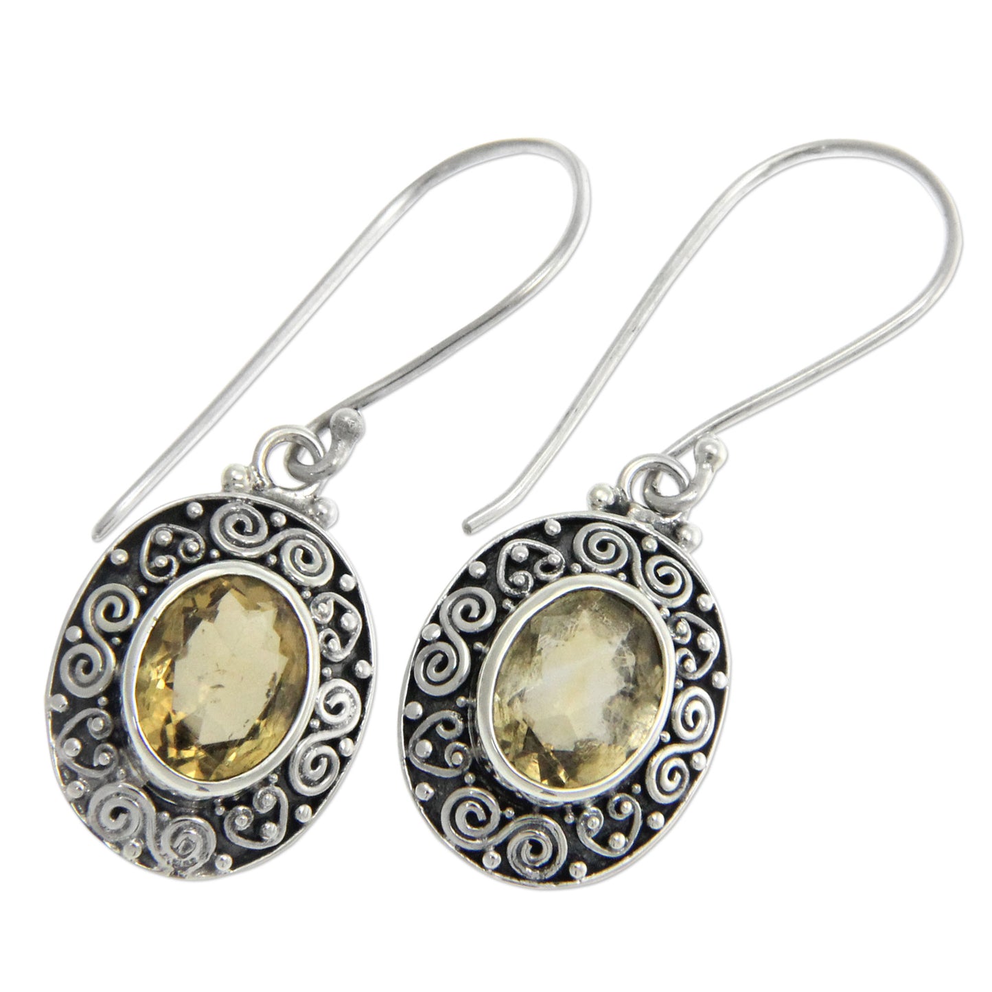 Lush Suns Artisan Crafted Citrine and Sterling Silver Dangle Earrings