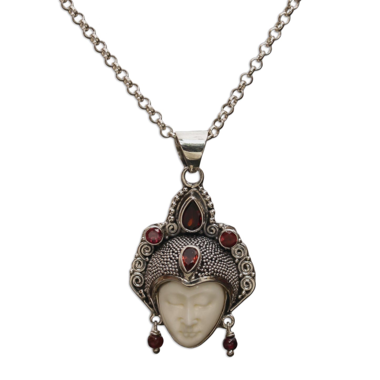 Queen of Sumatra Bone Pendant Necklace