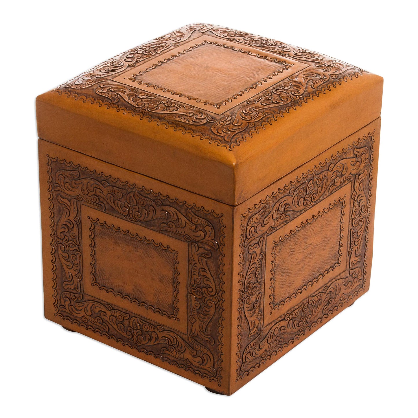 Golden Colonial Ivy Leather ottoman