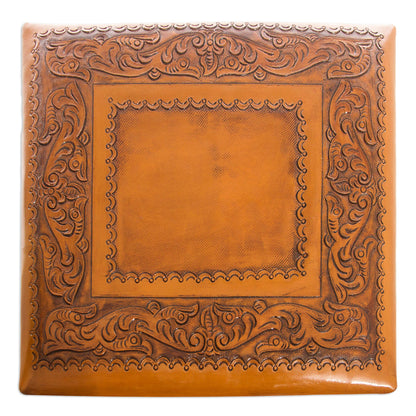 Golden Colonial Ivy Leather ottoman