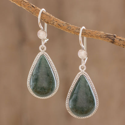 Dark Green Sacred Quetzal Dangle Earrings