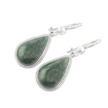 Dark Green Sacred Quetzal Dangle Earrings