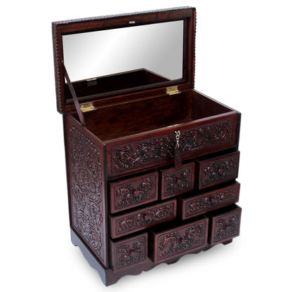 Travel Chest Tooled Leather Jewelry Box Handmade in Peru