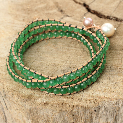 Forest Heart Leather and Quartz Wrap Bracelet