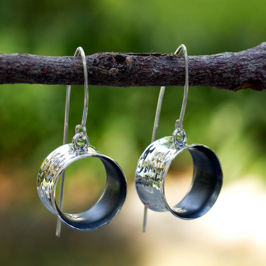 Urban Moon Handmade Modern Fine Silver Dangle Earrings