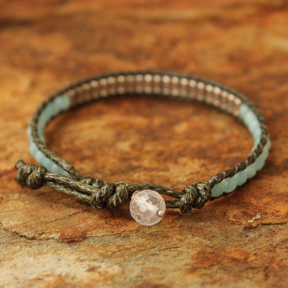 Hill Tribe Memory Amazonite and quartz beaded bracelet