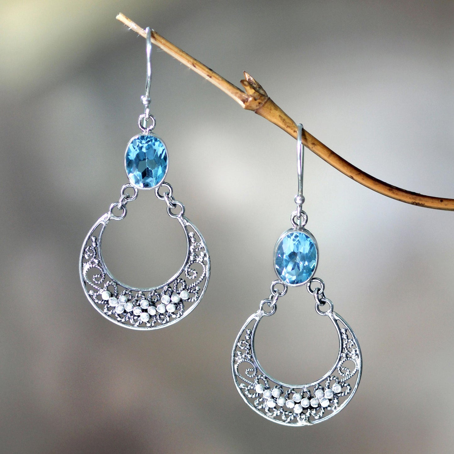 Sumatra Moons Topaz Dangle Earrings