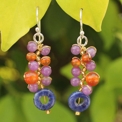 Radiant Color Multi-Gem Dangle Earrings