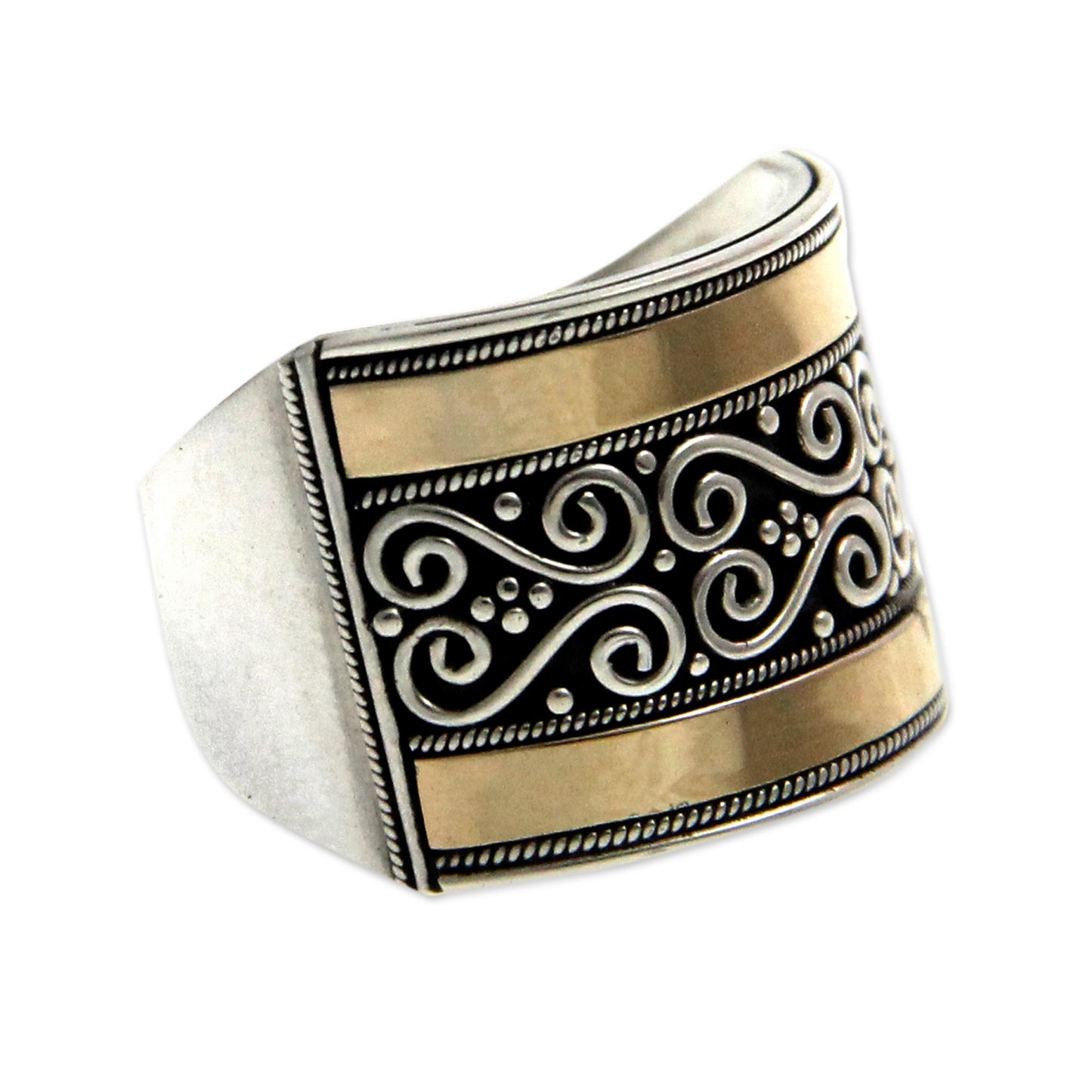 Celuk Gates Sterling Silver and 18k Gold Plated Ring