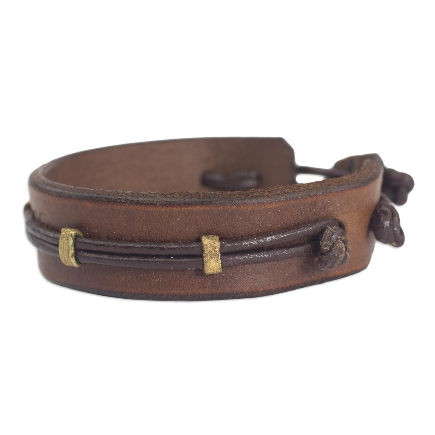 Stand Alone in Brown Men's Handcrafted Leather Wristband Bracelet