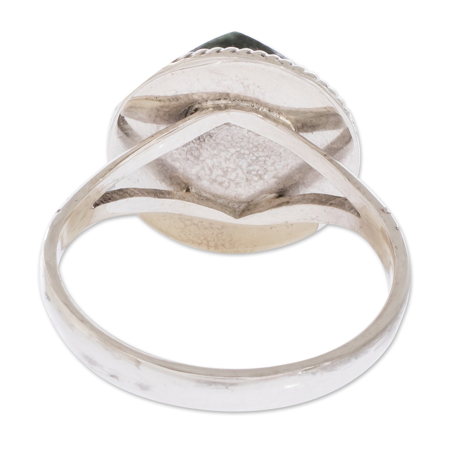 Square Circle Sterling Silver Green Jade Cocktail Ring