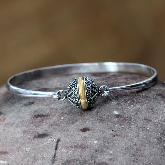 Lunar Orbit Hand Crafted Sterling Silver and 18k Gold Plated Bangle