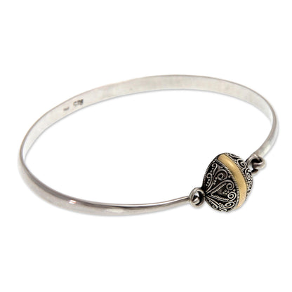 Lunar Orbit Hand Crafted Sterling Silver and 18k Gold Plated Bangle