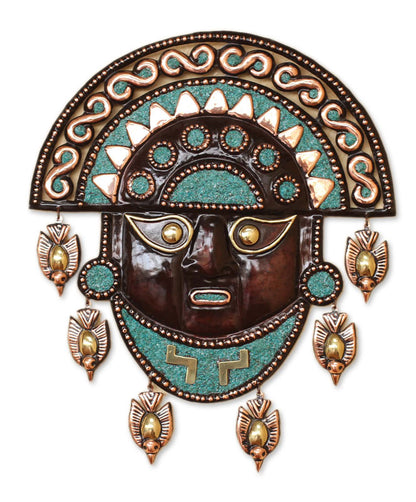 Mighty Moche Handcrafted Archaeological Copper Bronze Tumi Mask