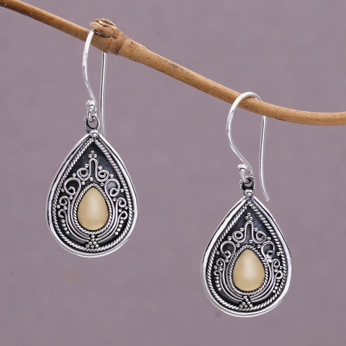 Dewdrop Leaves Sterling Silver Statement Earrings