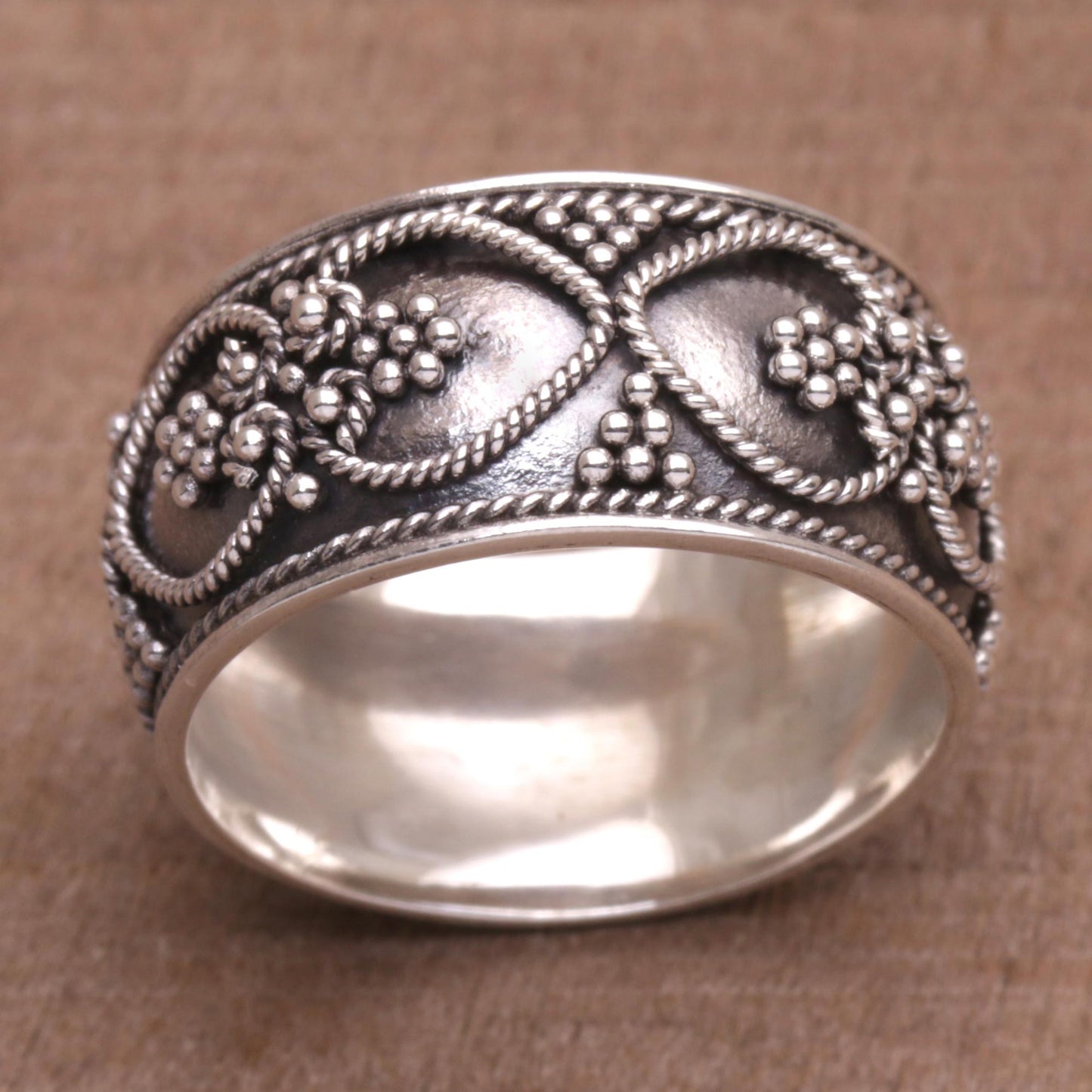 When Hearts Meet Handmade Sterling Silver Band Ring from Indonesia