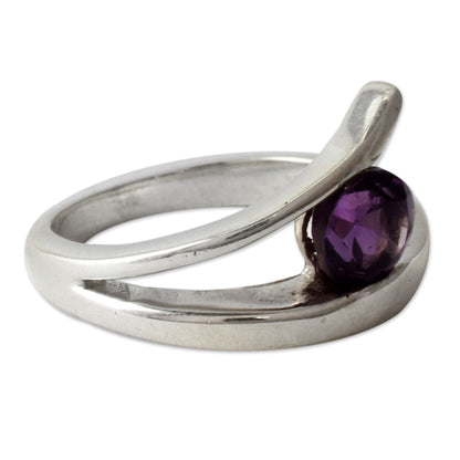 Dazzling Love Sterling Silver Solitaire Amethyst Ring from India