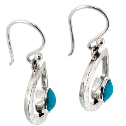 Eye of the Sea Handcrafted Modern Fine Silver and Natural Turquoise Earring