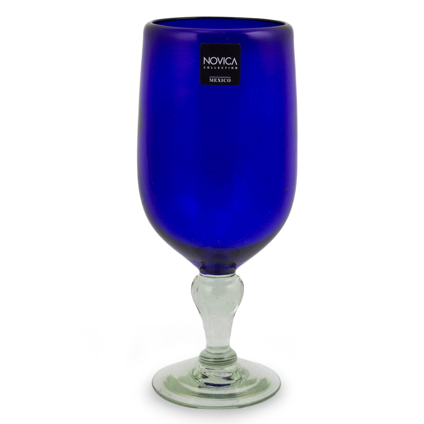 Night Sky Hand Blown Glass Goblets Set of 6 Cobalt Blue Mexico