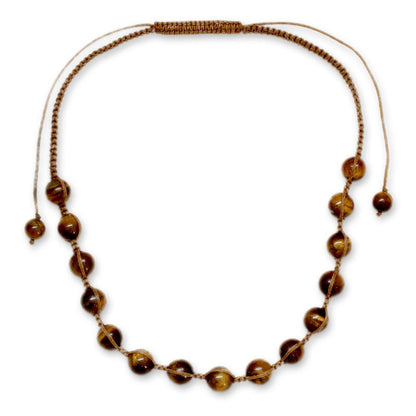 Oneness Artisan Crafted Cotton Shambhala-style Tigers Eye Necklace