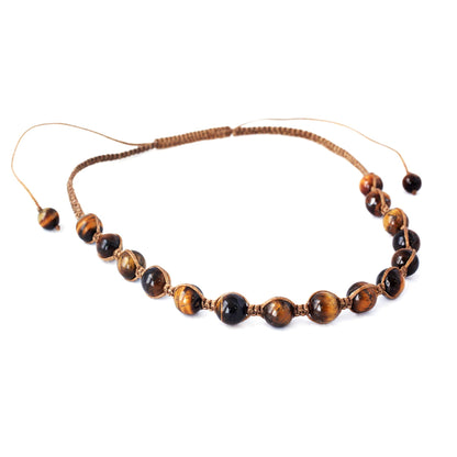 Oneness Artisan Crafted Cotton Shambhala-style Tigers Eye Necklace